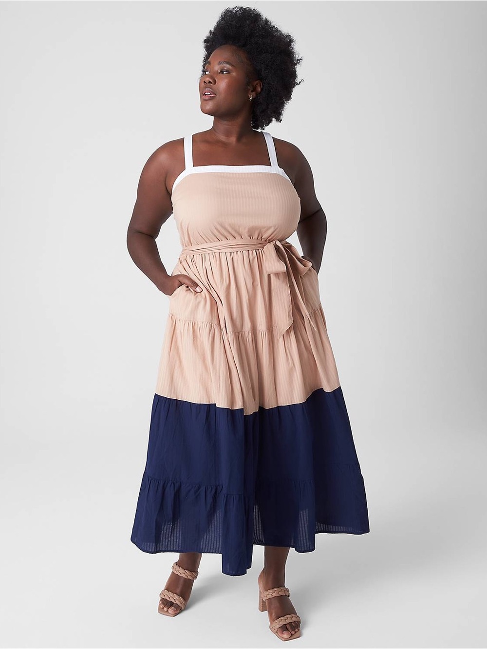 Lane Bryant Square-Neck Colorblock Maxi Dress size 18